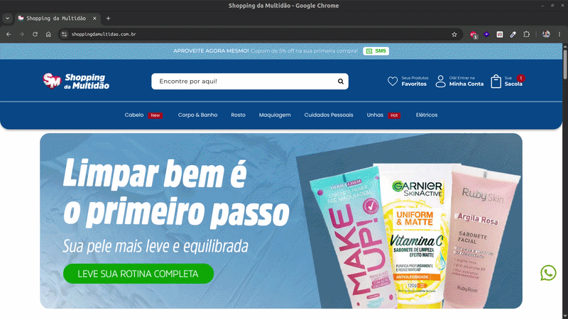 Representação da página inicial do(a) Shopping da Multidão